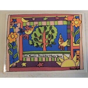 Fiona Collins Ceramic Tile Trivet "Love,  Memories, Friendship & Happy Hours"